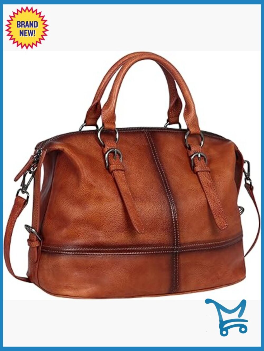 Large Leather Tote Bag with Detachable Strap for Work and Travel